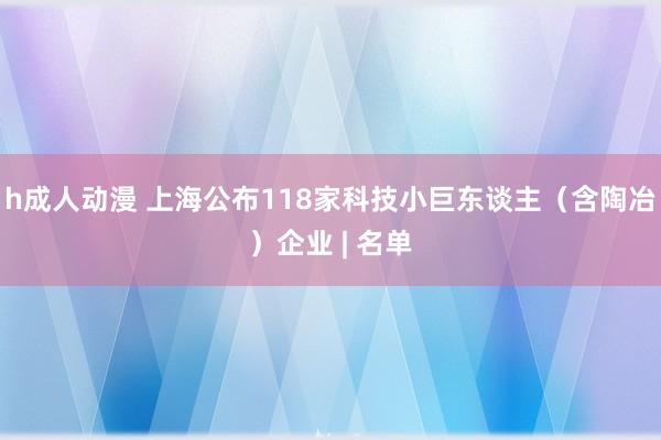 h成人动漫 上海公布118家科技小巨东谈主（含陶冶）企业 | 名单